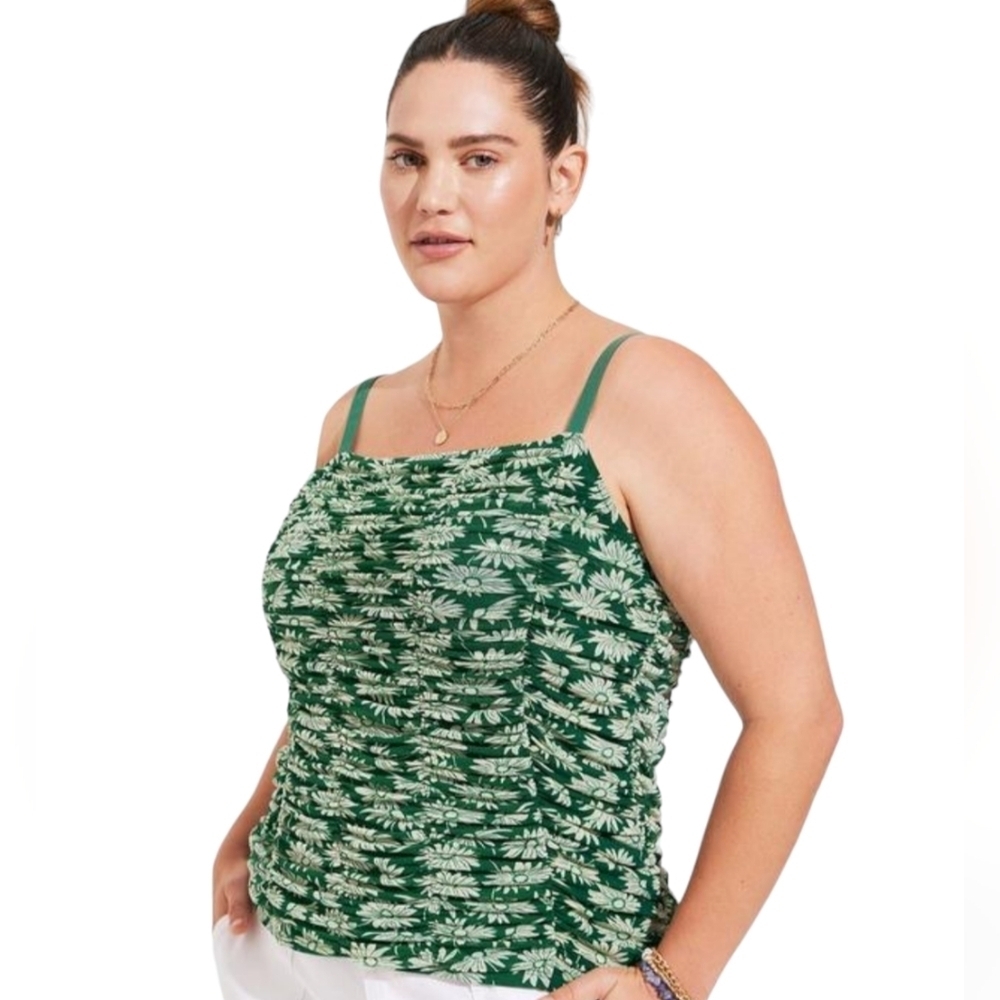 Torrid Women's Stretch Mesh Cropped Shirred Cami Summer Top size L Flirty Hippie
